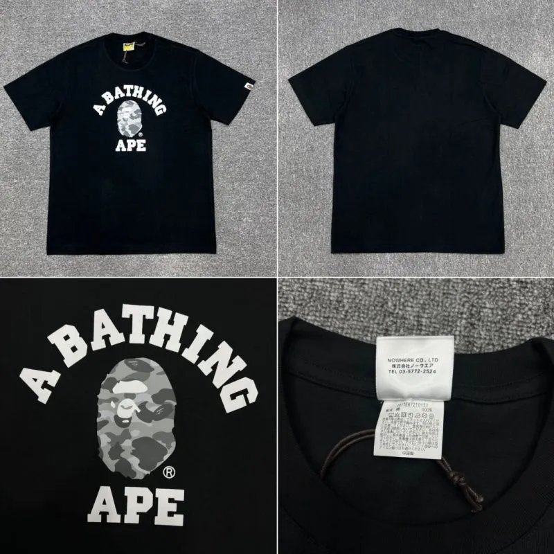 A Bathing Ape T-Shirts Head Graphic T-Shirt — black 168 gray