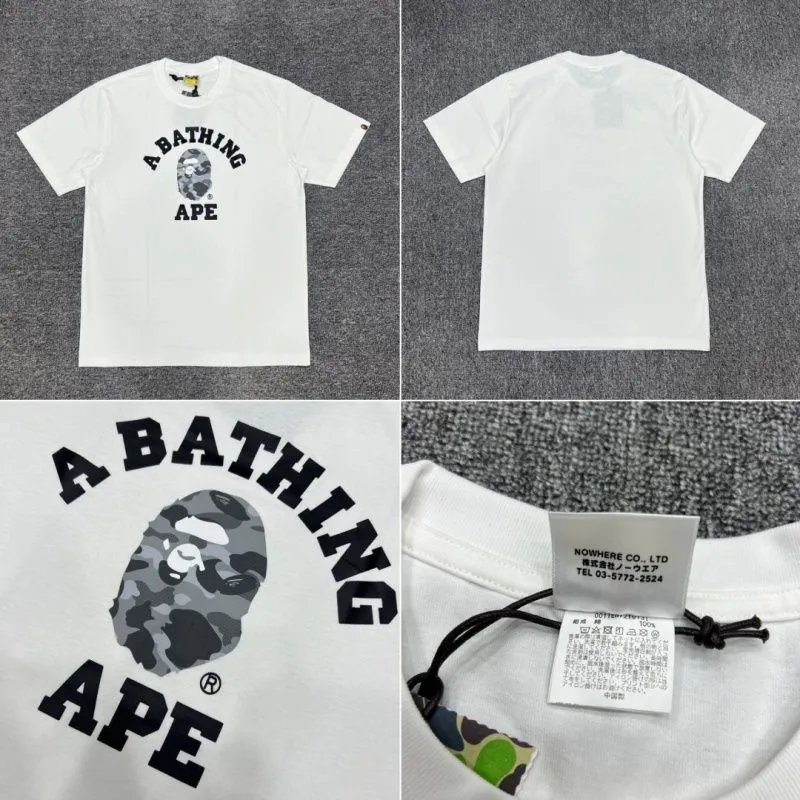 A Bathing Ape T-Shirts Head Graphic T-Shirt — white 168 gray