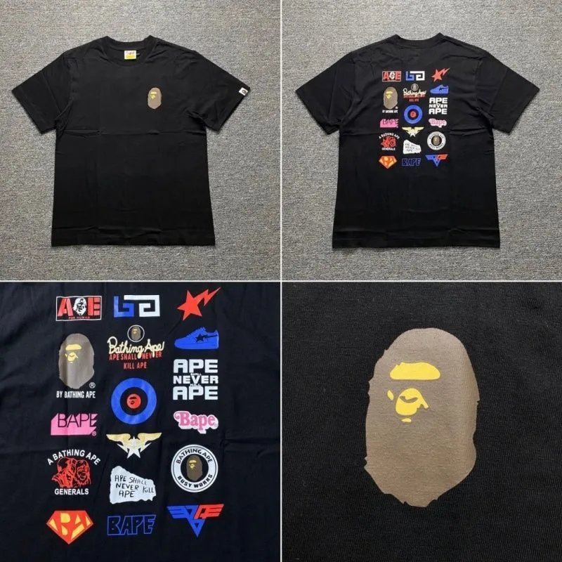 A Bathing Ape T-Shirts Head Graphic T-Shirt — Black 002