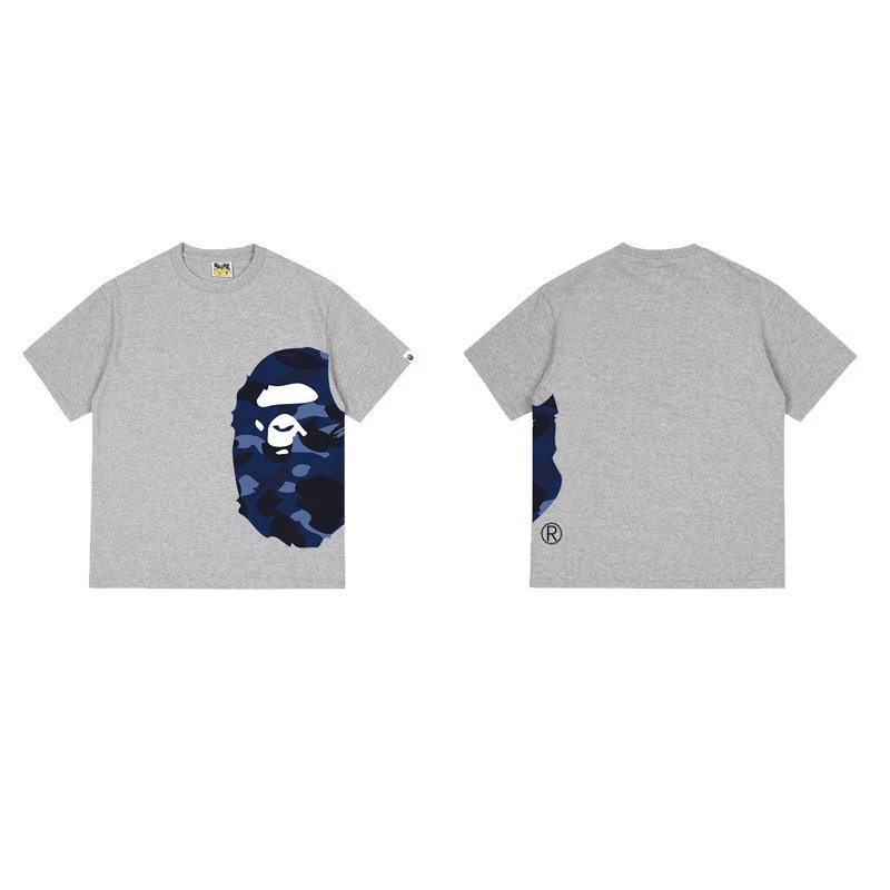 A BATHING APE T-Shirts Side Head Graphic — 1327 gray