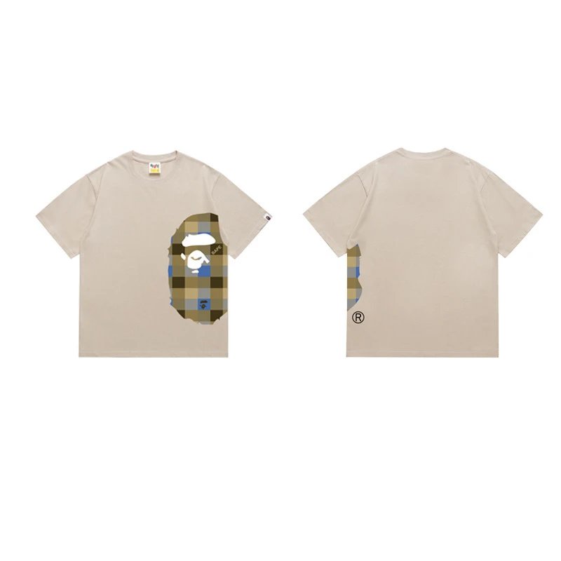 BAPE T-Shirts Side Ape Head Camouflage Print — 1333 Apricot color