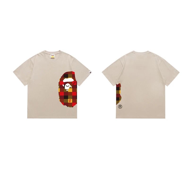 BAPE T-Shirts Side Ape Head Camouflage Print — 1334 Apricot color