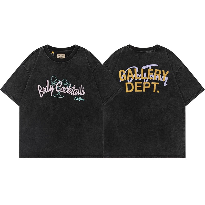 Gallery Dept. T-Shirts Graphic Print Short-Sleeve T-Shirt — Washed Black D102