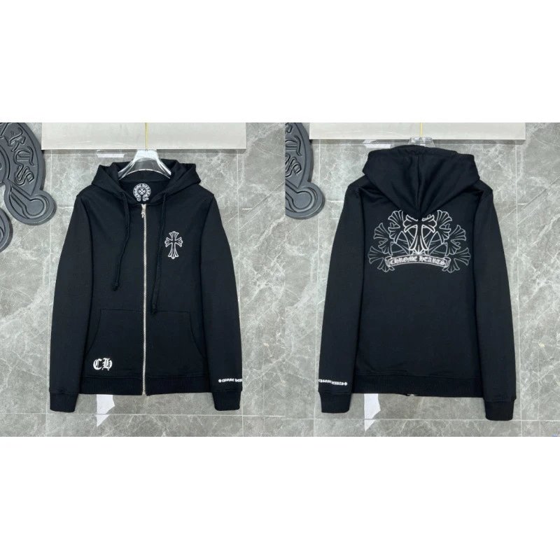 Chrome Hearts Hoodies & Sweatshirts Zip-Up with Cross Graphics — 8608 black