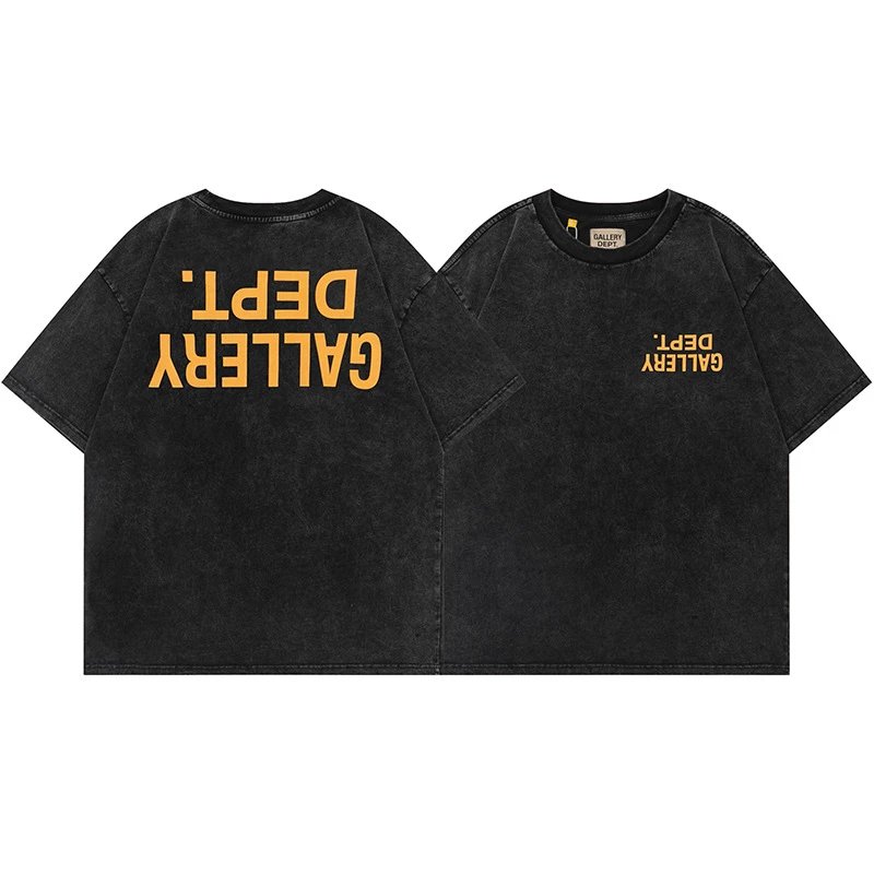 Gallery Dept. T-Shirts Graphic Print Short-Sleeve T-Shirt — Washed Black D117