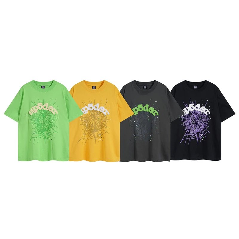 Sp5der T-Shirts Spiderweb Graphic Short-Sleeve T-Shirt image 3