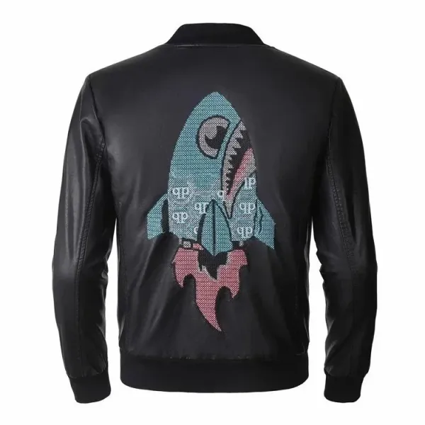 Philipp Plein PP Logo Embroidered Black Wool-Blend Varsity Jacket Outerwear Jacket - 2
