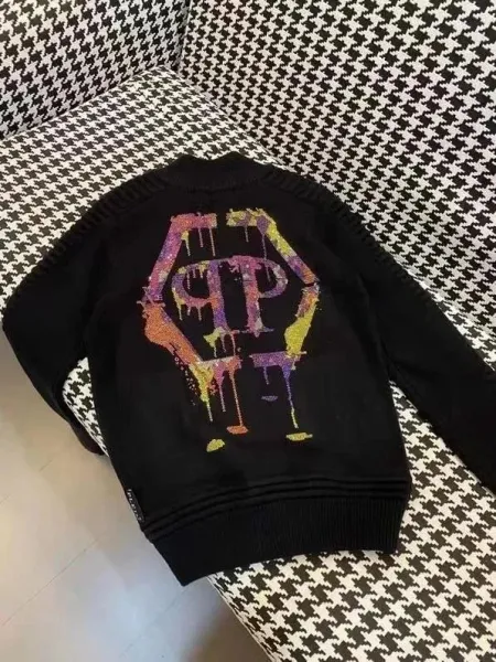 Philipp Plein PP Logo Drip Print Black Sweater - 1