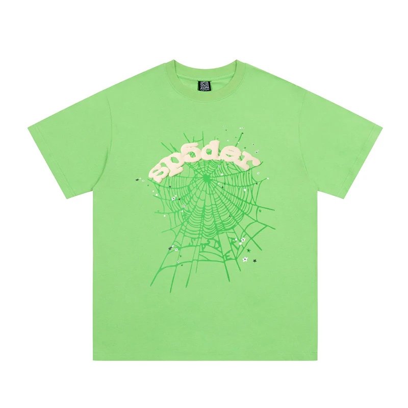 Sp5der T-Shirts Spiderweb Graphic Short-Sleeve T-Shirt — 69609 Green