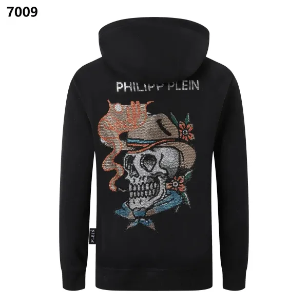 Philipp Plein Skull Embroidered Hoodie Black - 1