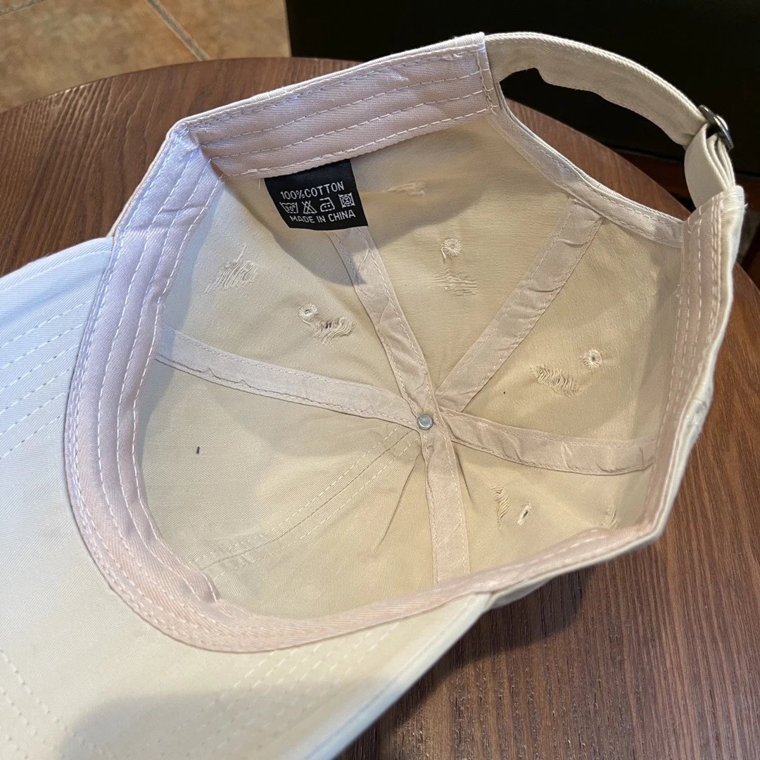 Design Distressed Flower Embroidery Baseball Cap Beige - 28