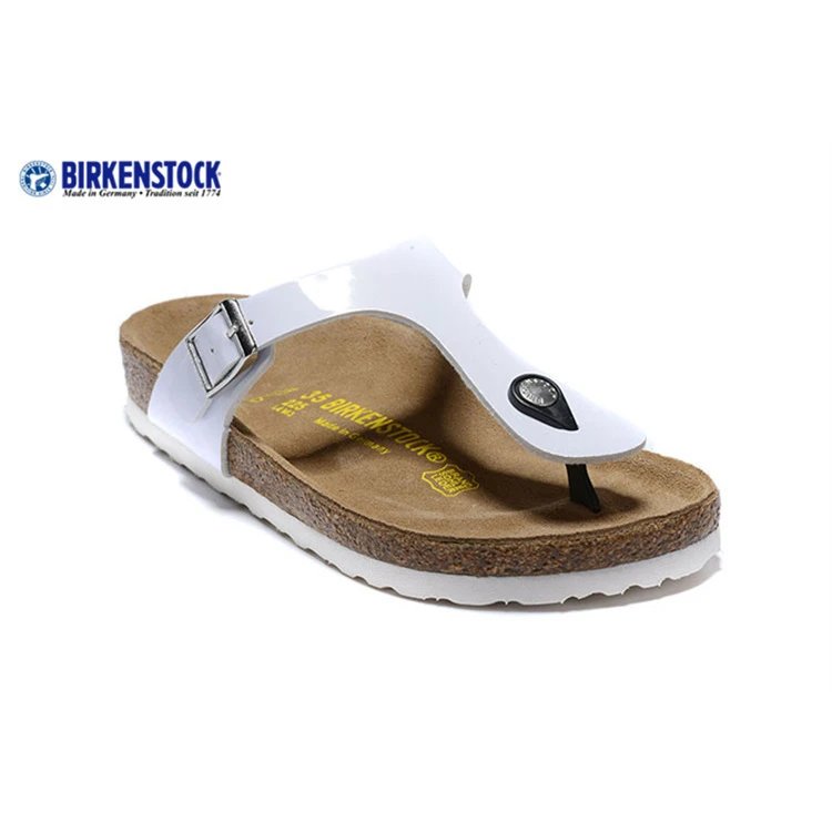Birkenstock Sandals Gizeh Buckle Thong — 801 white mirror with a white back