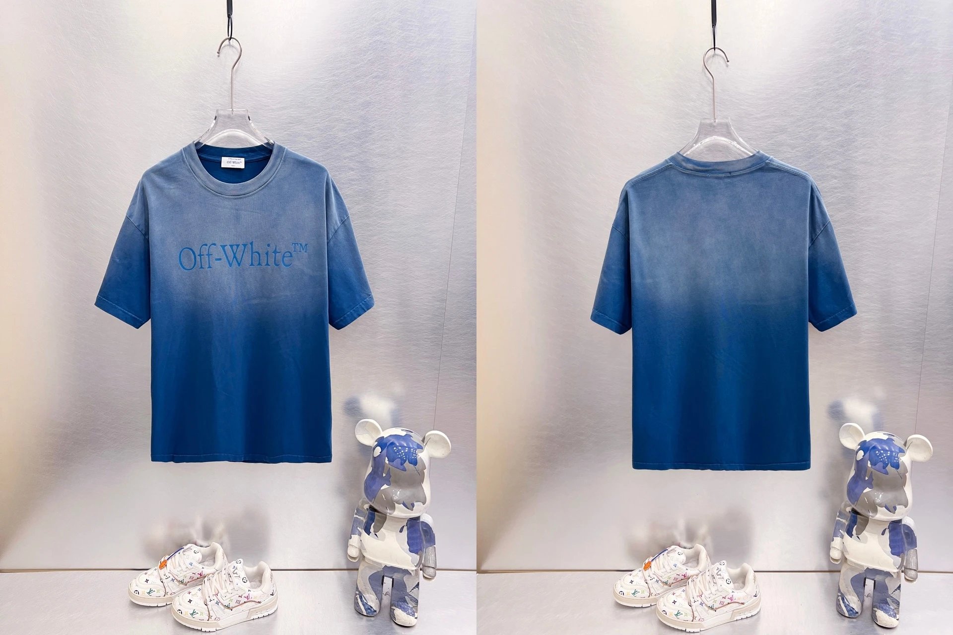 Off-White T-Shirts Oversized graphic-print short-sleeve — 9288 gradient washed denim blue