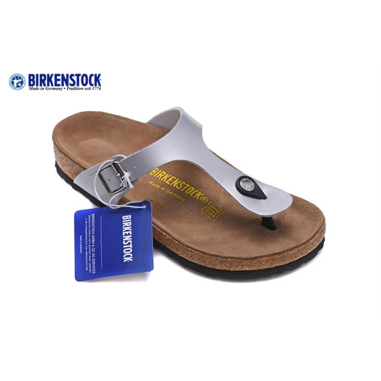 Birkenstock Sandals Gizeh Buckle Thong — 801 Silver Snake Skin Pattern