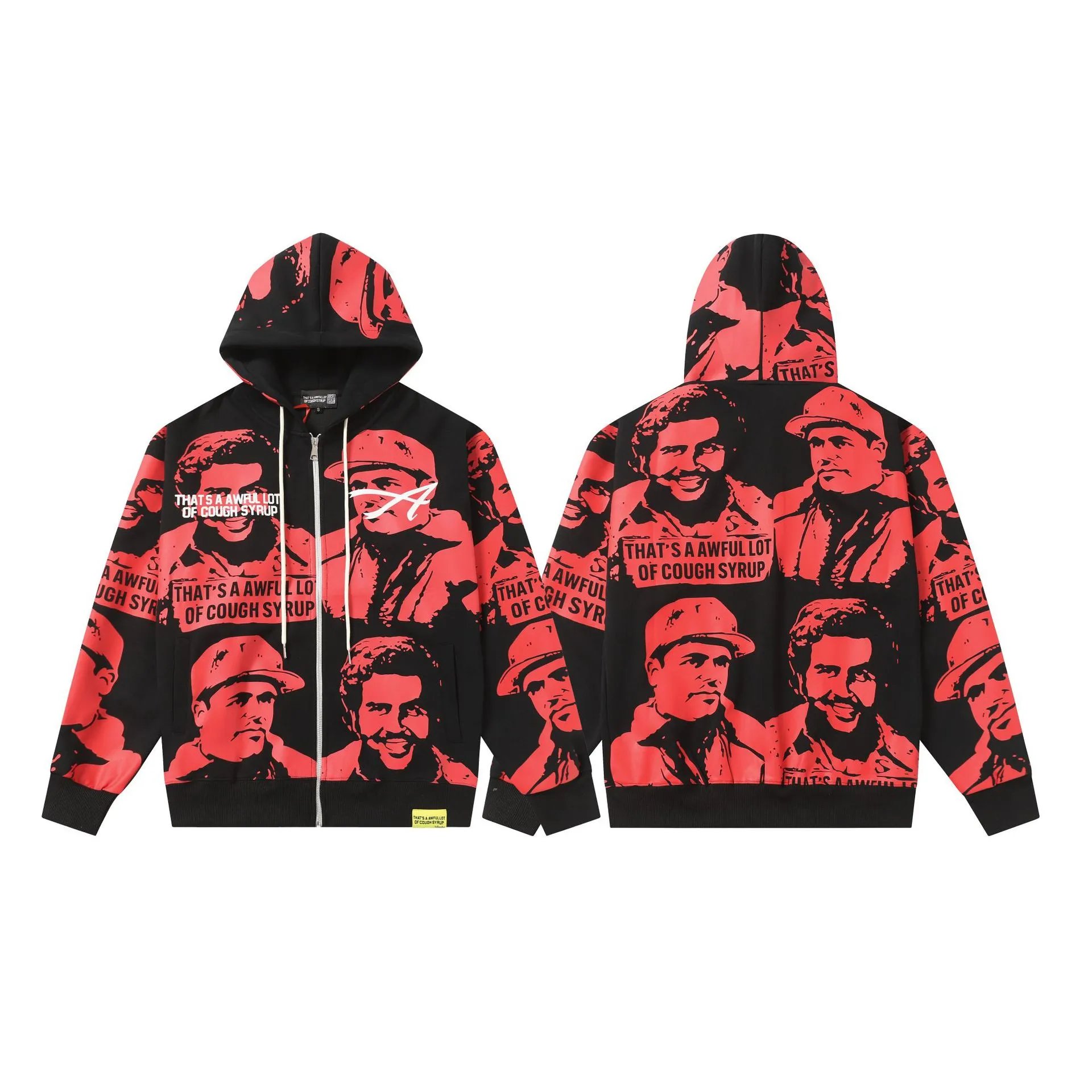 Deno Studio Hoodies & Sweatshirts That's a Awful Lot of Cough Syrup Graphic Pullover Hoodie — 0001 Red