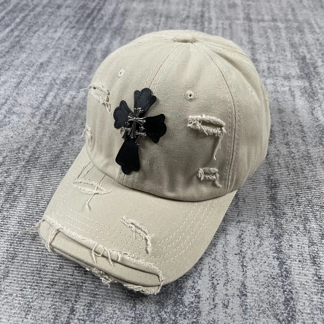Design Distressed Flower Embroidery Baseball Cap Beige - 43