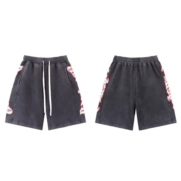 Purple Brand Paint-Splatter Denim Shorts Beige - 11