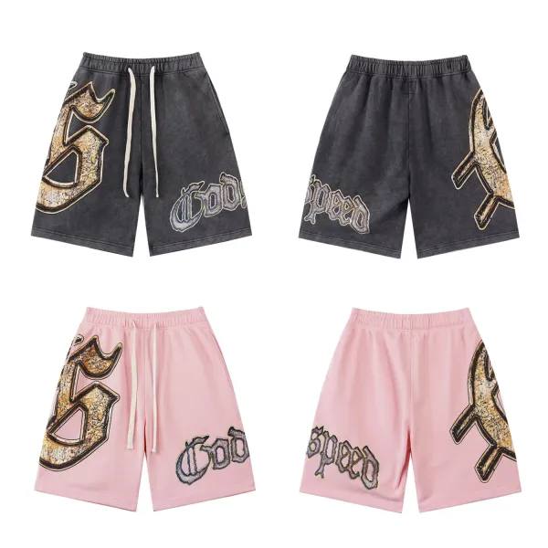 Purple Brand Paint-Splatter Denim Shorts Beige - 19