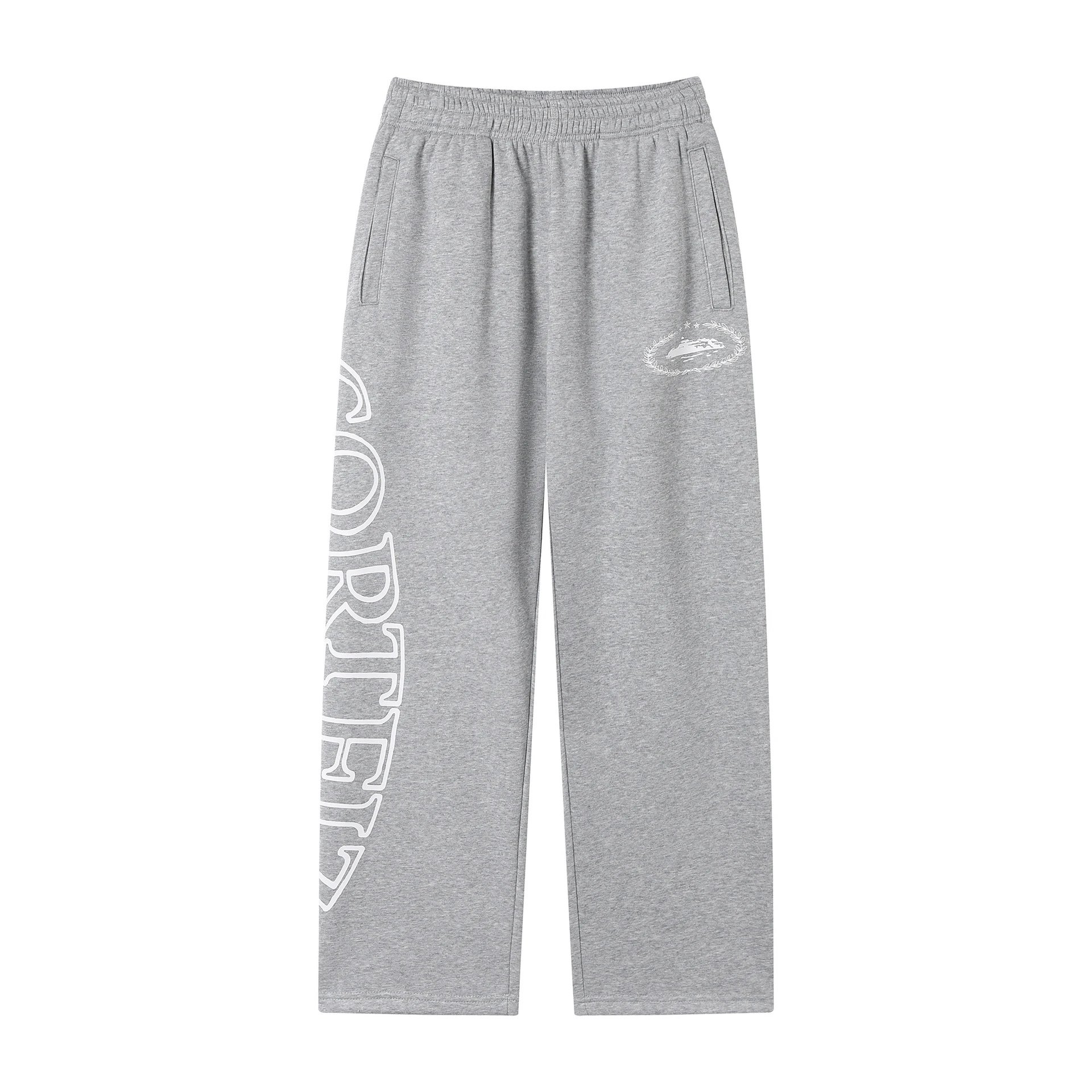 Corteiz Hoodies & Sweatshirts Zip-up hooded sweatshirt with embroidered chest emblem — 502 Gray trousers