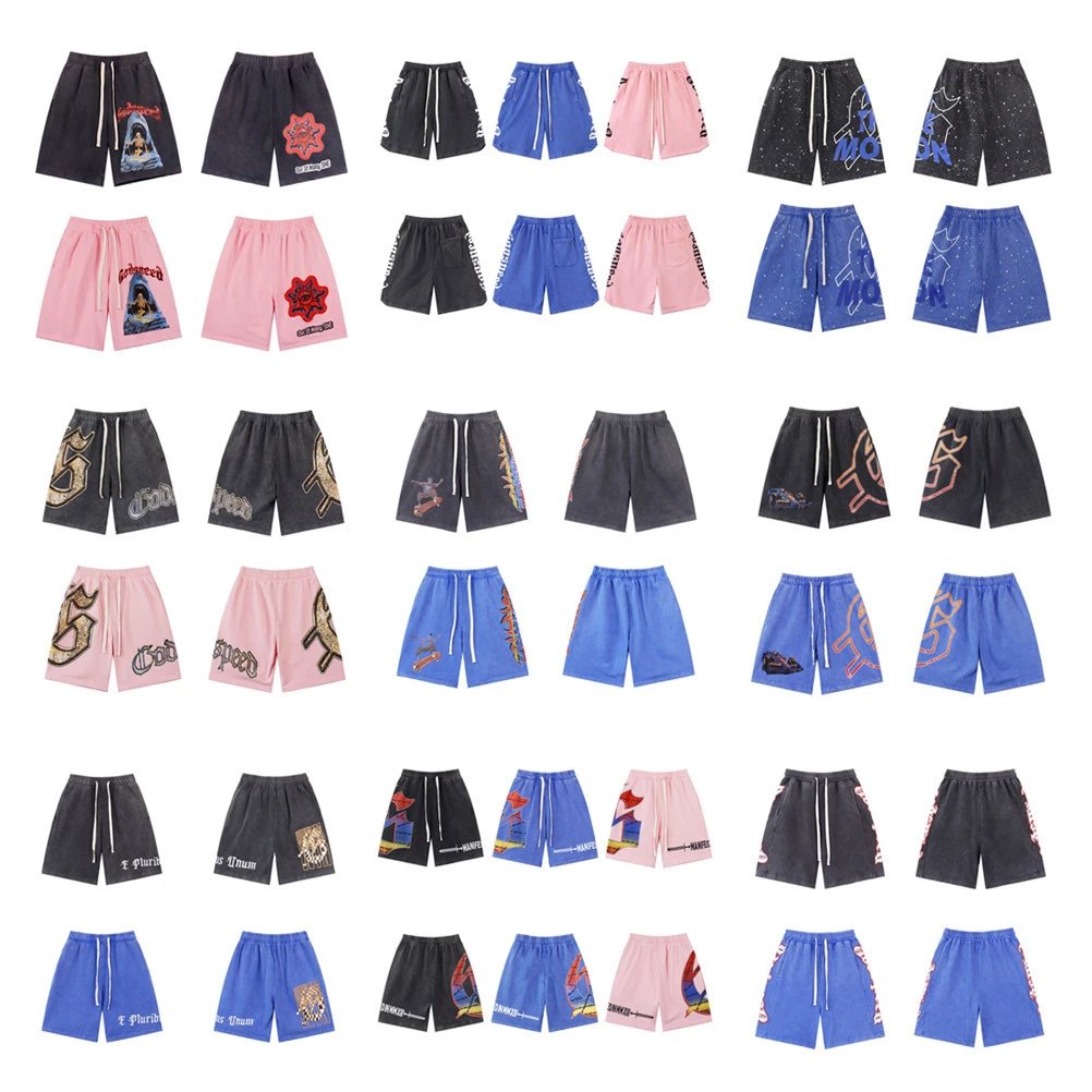Various Color Graphic Print Shorts with Drawstring Waistband