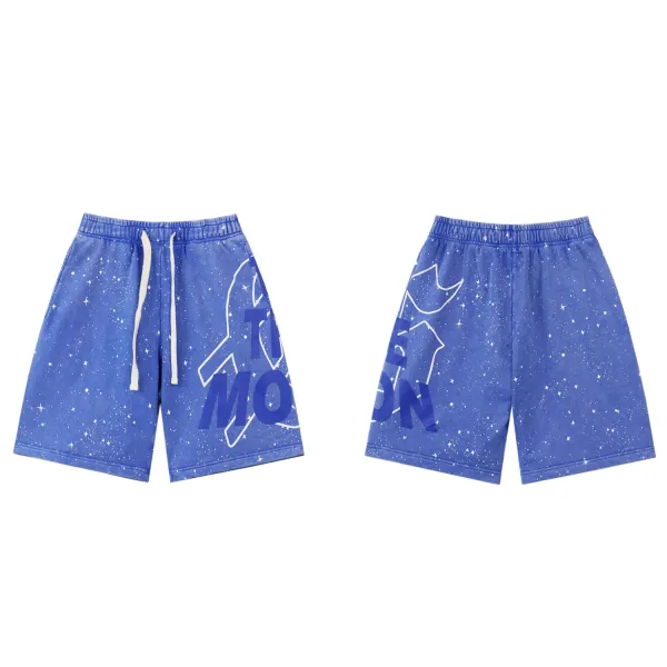 Purple Brand Paint-Splatter Denim Shorts Beige - 37