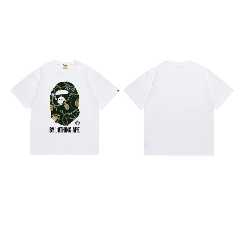 BAPE T-Shirts Short-Sleeve Ape Head Graphic — 176 white