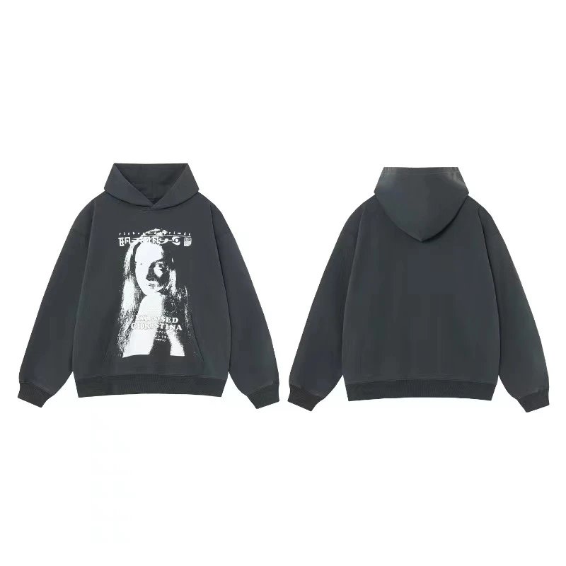 Design ERD Acid Wash Hoodie Black / Red - 18