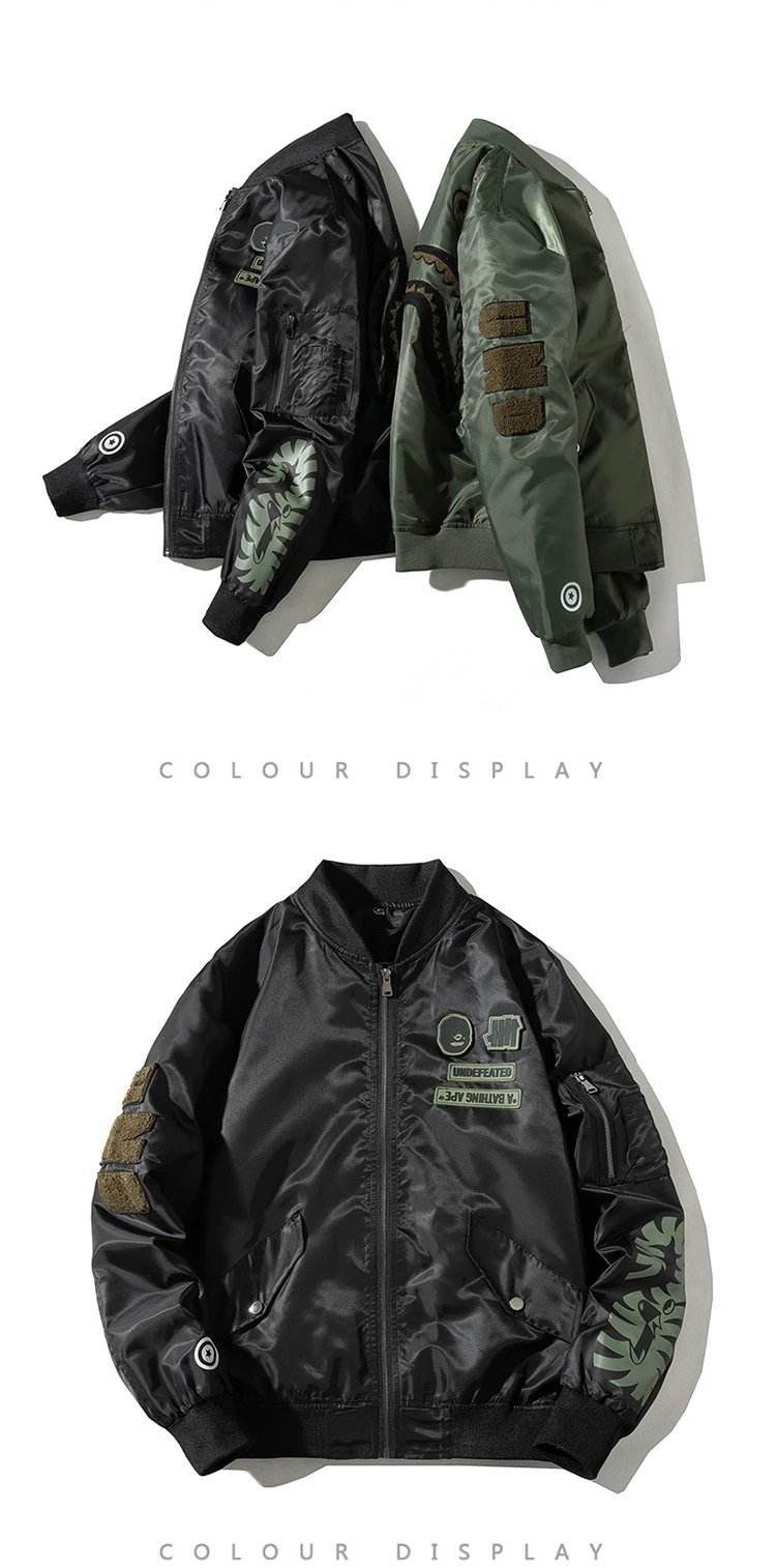 A Bathing Ape Bomber Jacket Army Green with Hooded Layer Outerwear - 11