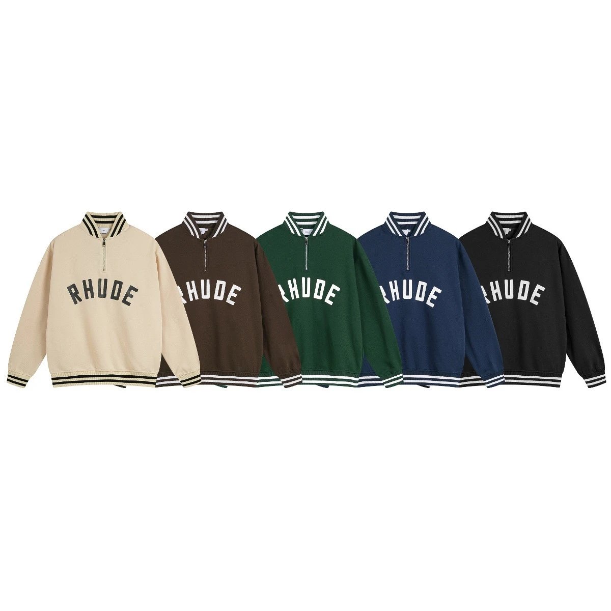 Rhude East Hampton Half-Zip Pullover Red Beige Jacket - 14