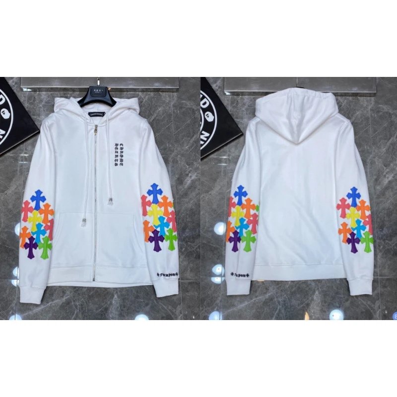 Chrome Hearts Hoodies & Sweatshirts Zip-Up with Cross Graphics — 8149 white