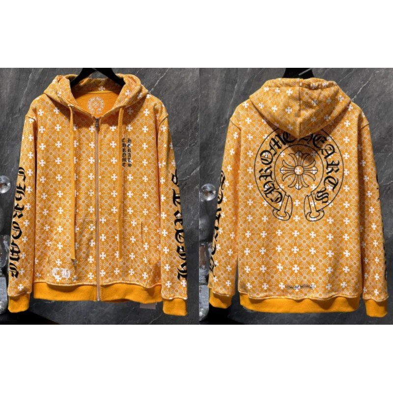Chrome Hearts Hoodies & Sweatshirts Zip-Up with Cross Graphics — 8650 Yellow