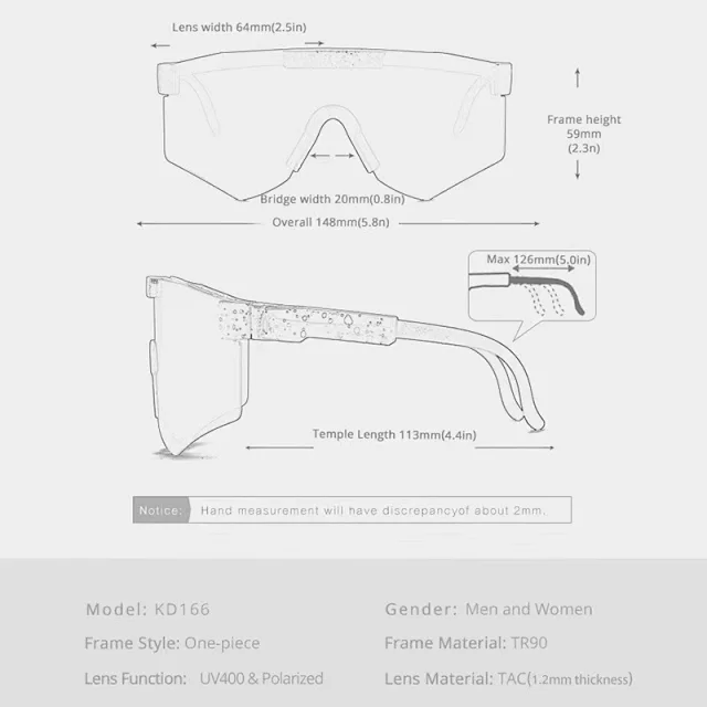 Unbranded Eyewear KD166 Polarized Shield Sunglasses product detail image 30
