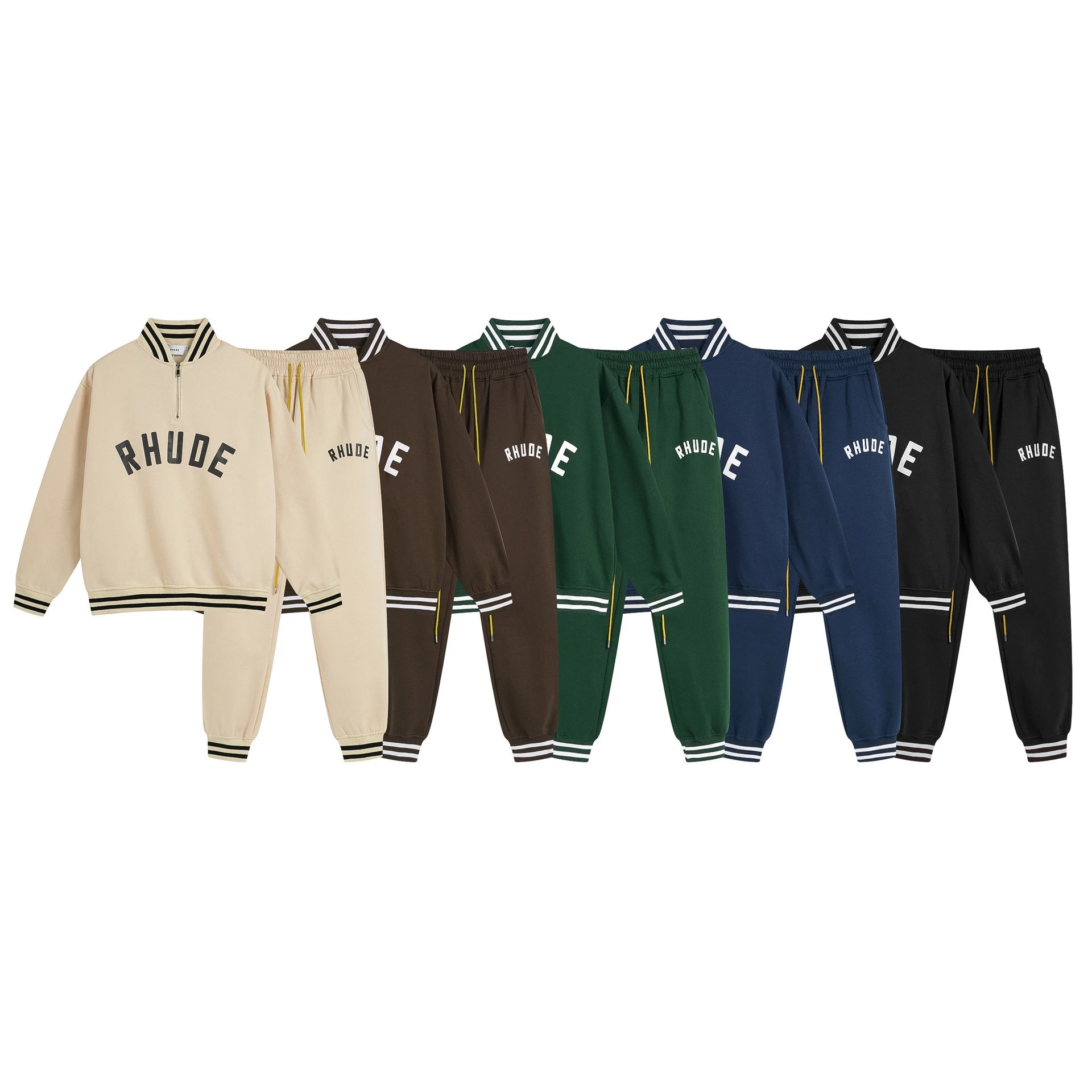 Rhude East Hampton Half-Zip Pullover Red Beige Jacket - 13