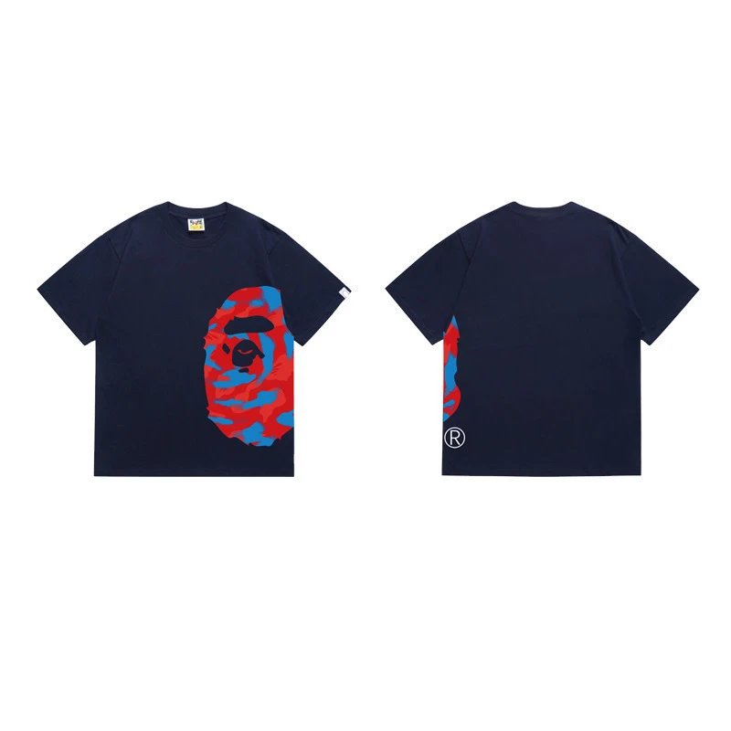 A BATHING APE T-Shirts Side Head Graphic — 1322 Navy Blue