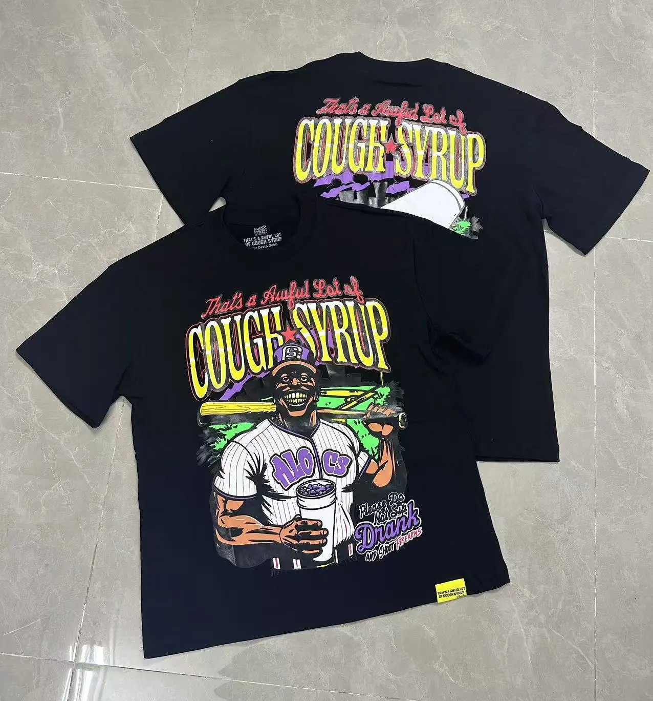 That's a Awful Lot of Cough Syrup T-Shirts Short-Sleeve Graphic Print — 208 black
