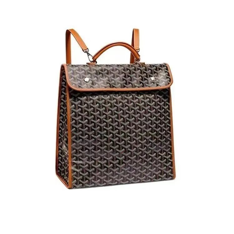 Goyard Backpacks Chevron-pattern flap backpack with top handle — Backpack Brown 36*32*16 CM