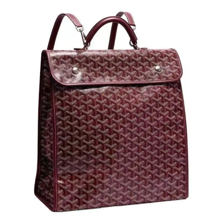 Goyard Backpacks Chevron-pattern flap backpack with top handle — Backpack wine red 36*32*16 CM