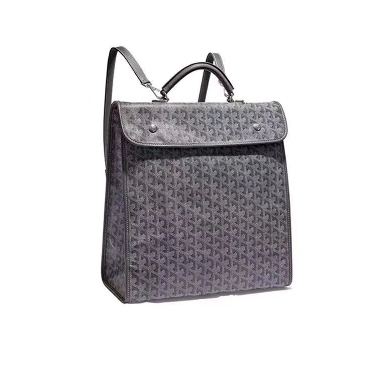 Goyard Backpacks Chevron-pattern flap backpack with top handle — Backpack gray 36*32*16 CM