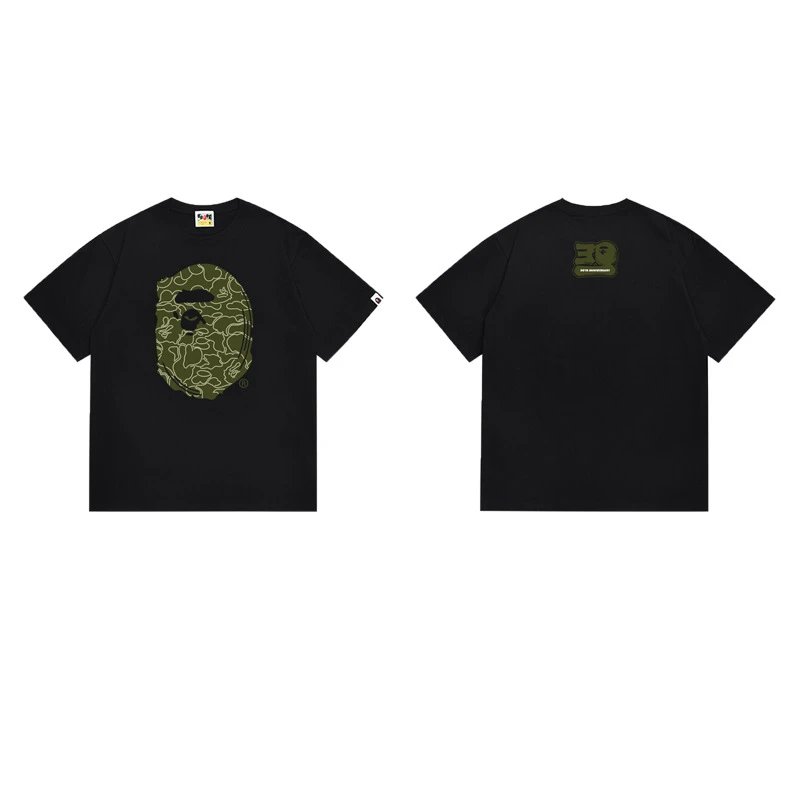 BAPE T-Shirts Short-Sleeve Ape Head Graphic — 173 Black Green