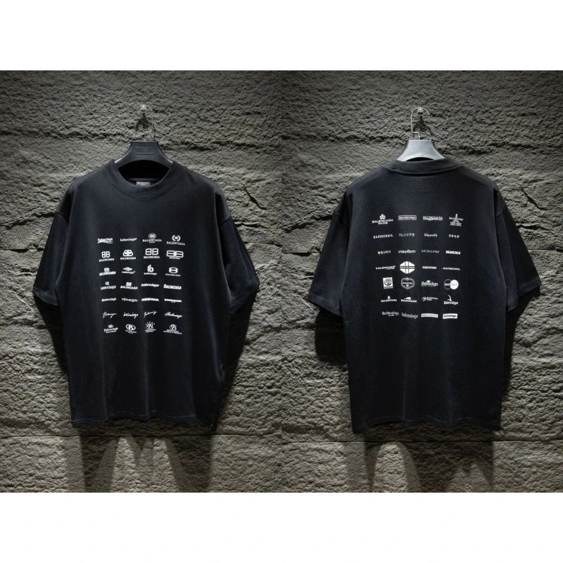Balenciaga T-Shirts Oversized Logo-Print Short-Sleeve T-Shirt — 40