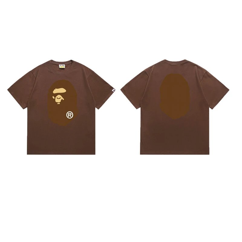 BAPE T-Shirts Short-Sleeve Ape Head Graphic — 175 khaki