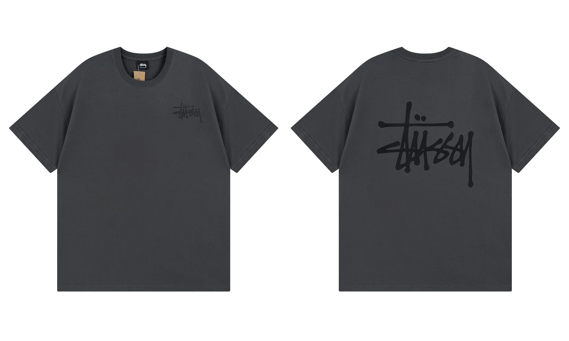 Stüssy T-Shirts Graphic Print Short-Sleeve — 852 Dark Gray
