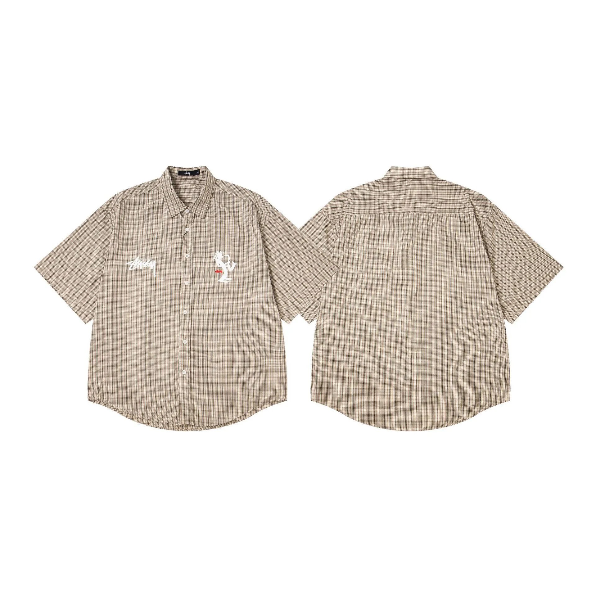 Stüssy Shirts Graphic Plaid Button-Up — 6961 apricot color