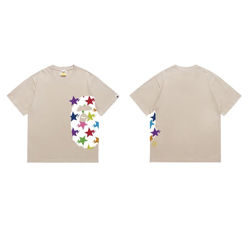 A BATHING APE T-Shirts Side Head Graphic — 1320 Khaki