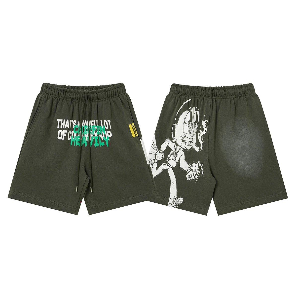Unbranded Shorts Graphic Print Drawstring — T 2507#army green