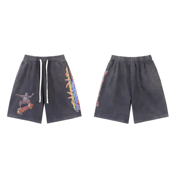 Purple Brand Paint-Splatter Denim Shorts Beige - 14