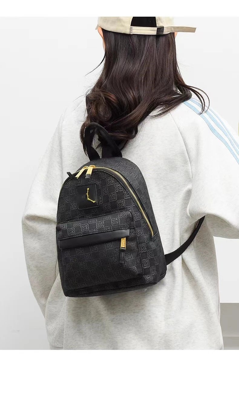 Design Mini Backpack Beige with Brown Accents Casual Backpack - 7