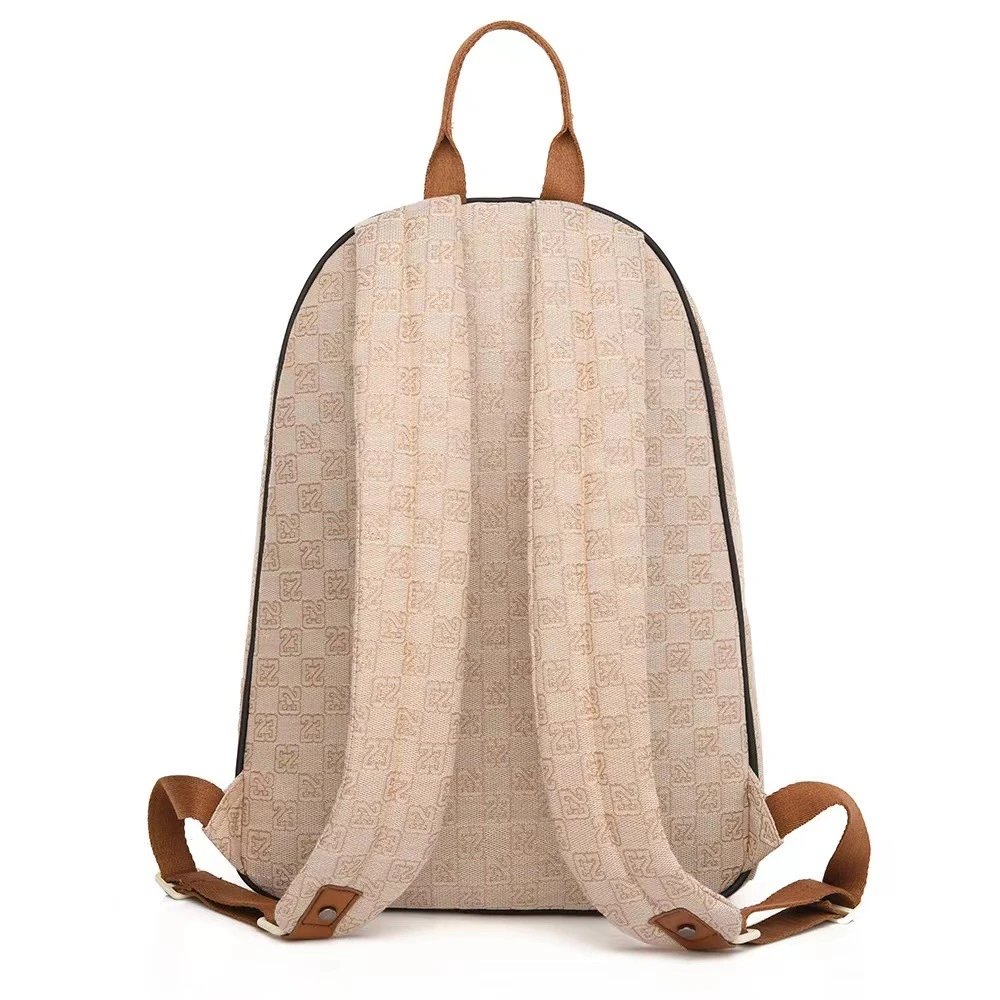 Design Mini Backpack Beige with Brown Accents Casual Backpack - 23