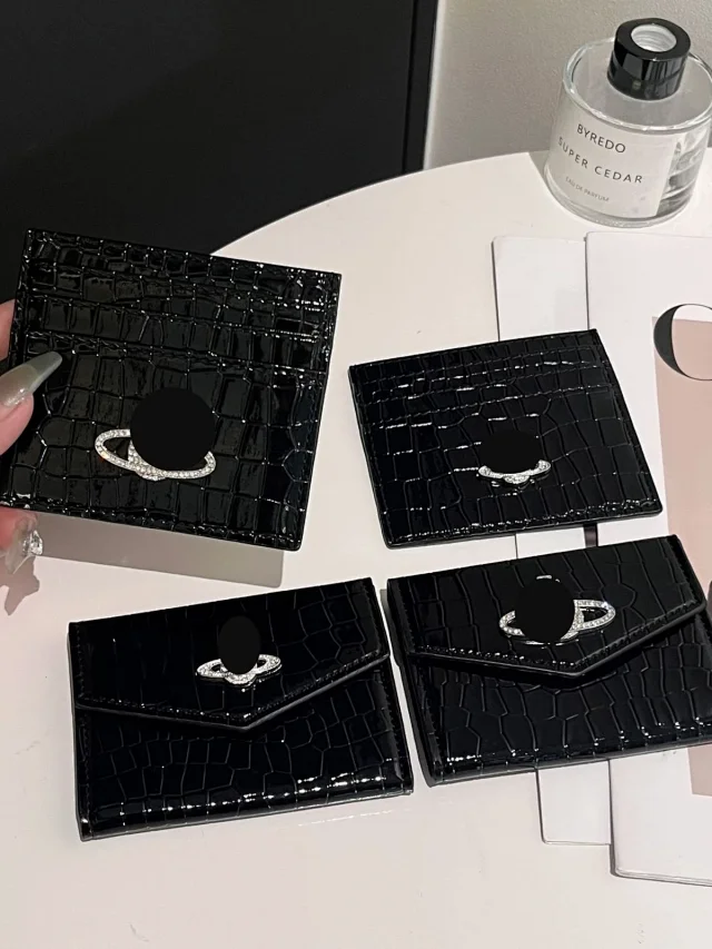 Unbranded Wallets & Card Holders Crocodile-Embossed Holder with Rhinestone Ring Emblem product detail image 1