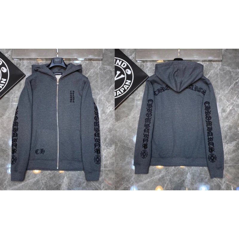 Chrome Hearts Hoodies & Sweatshirts Zip-Up with Cross Graphics — 8101 gray